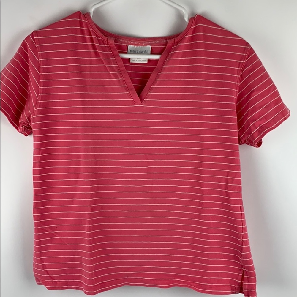 Pierre Cardin women’s striped pink v-neck